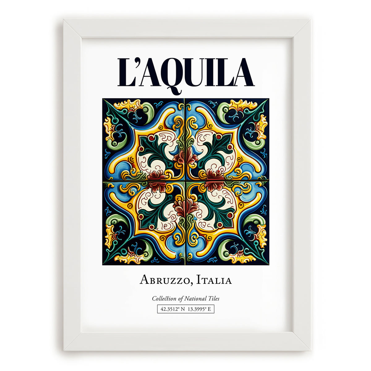 L'Aquila, Italy – Tourist Destination Poster, placed in minimal white frame
