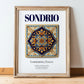 Sondrio, Italy – Travel Poster, in wooden frame leaning on the floor