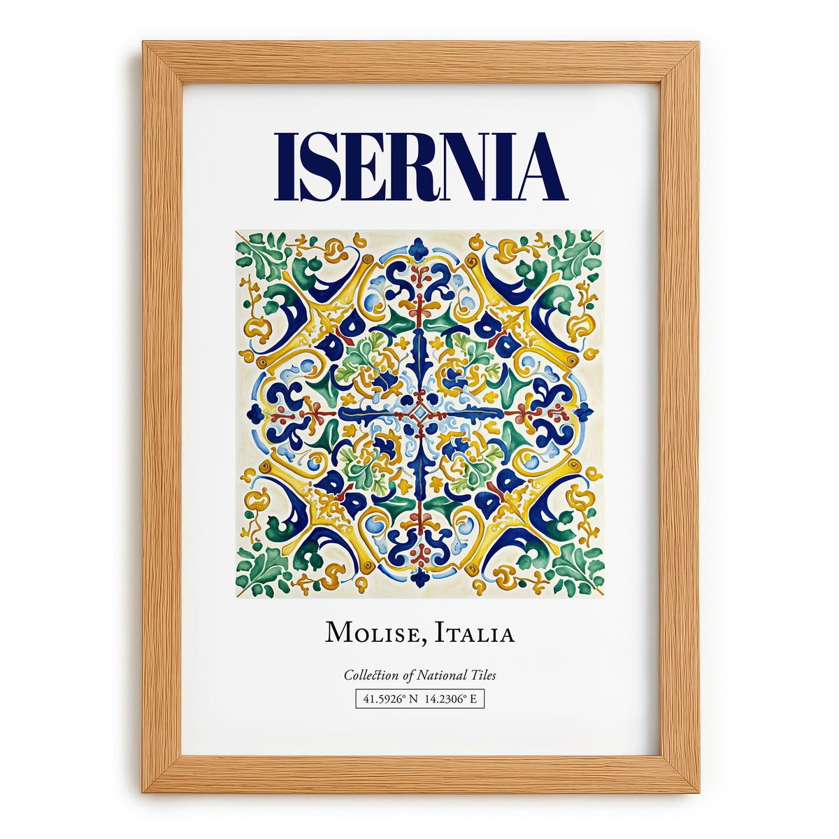 Isernia, Italy – Travel Print, set in oak frame