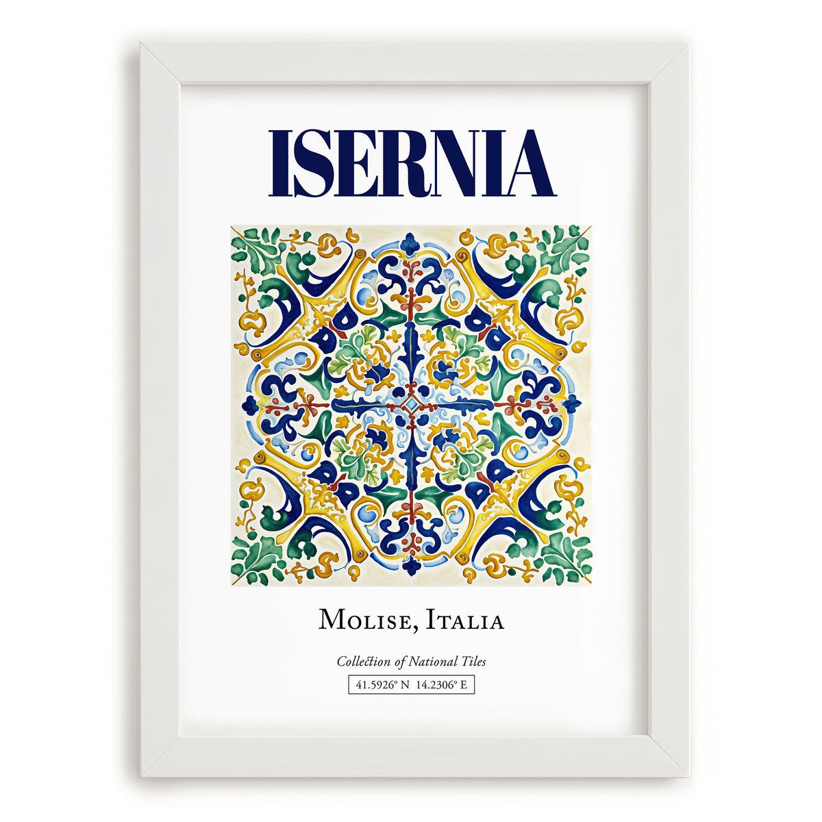 Isernia, Italy – Travel Print, placed in minimal white frame