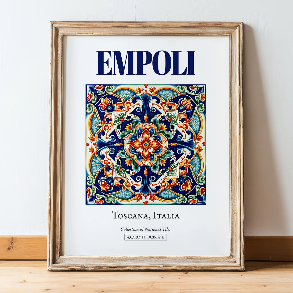 Empoli, Italy – Travel Print, in wooden frame leaning on the floor