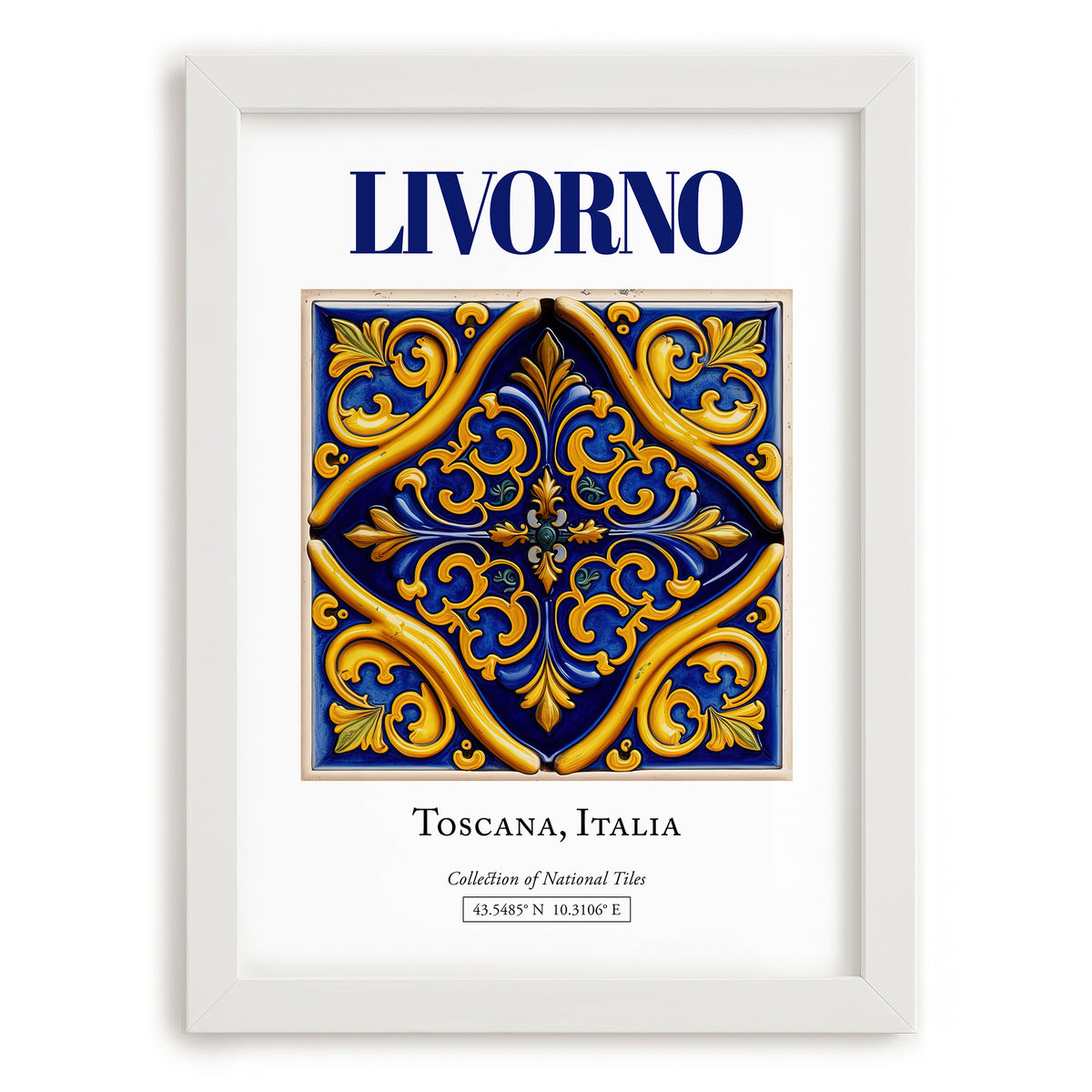 Livorno, Italy – World Heritage Travel Poster, placed in minimal white frame