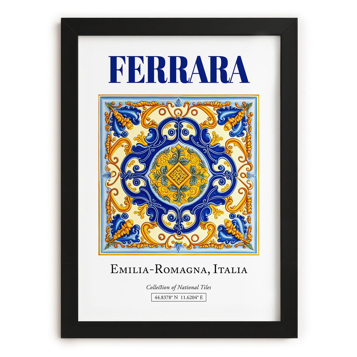 Ferrara, Italy – World Heritage Travel Poster, in sleek black frame