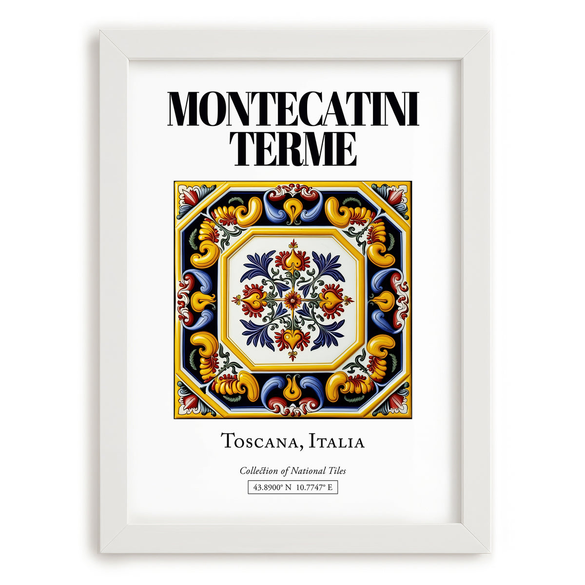 Montecatini Terme, Italy – Travel Print, placed in minimal white frame
