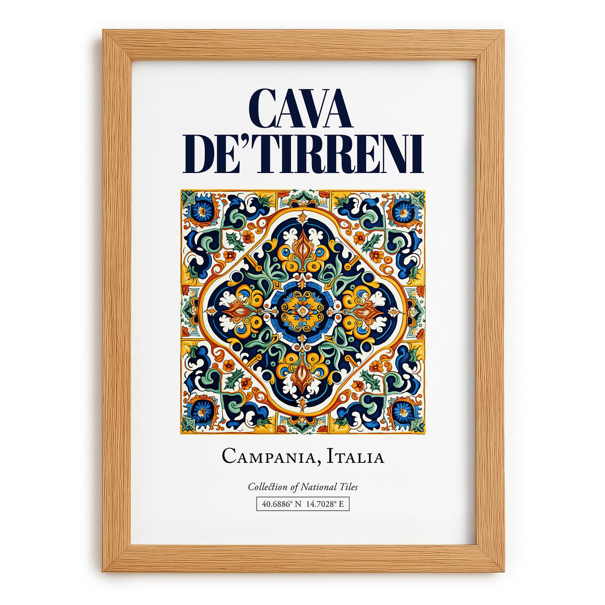 Cava de' Tirreni, Italy – Travel Poster, set in oak frame