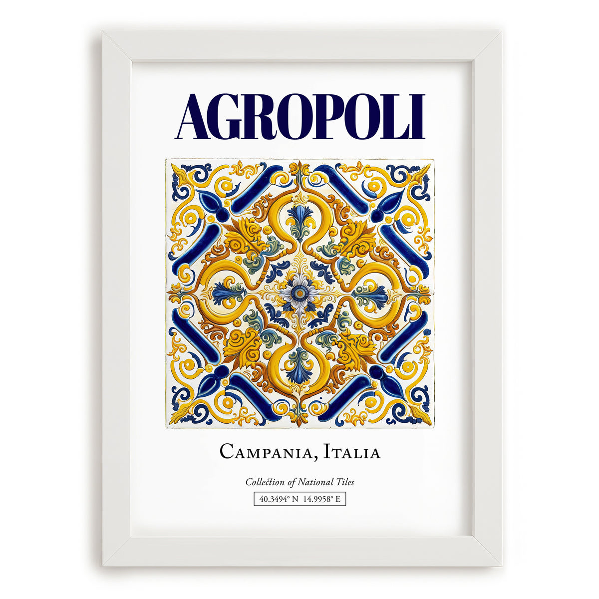 Agropoli, Italy – Travel Wall Decor, placed in minimal white frame