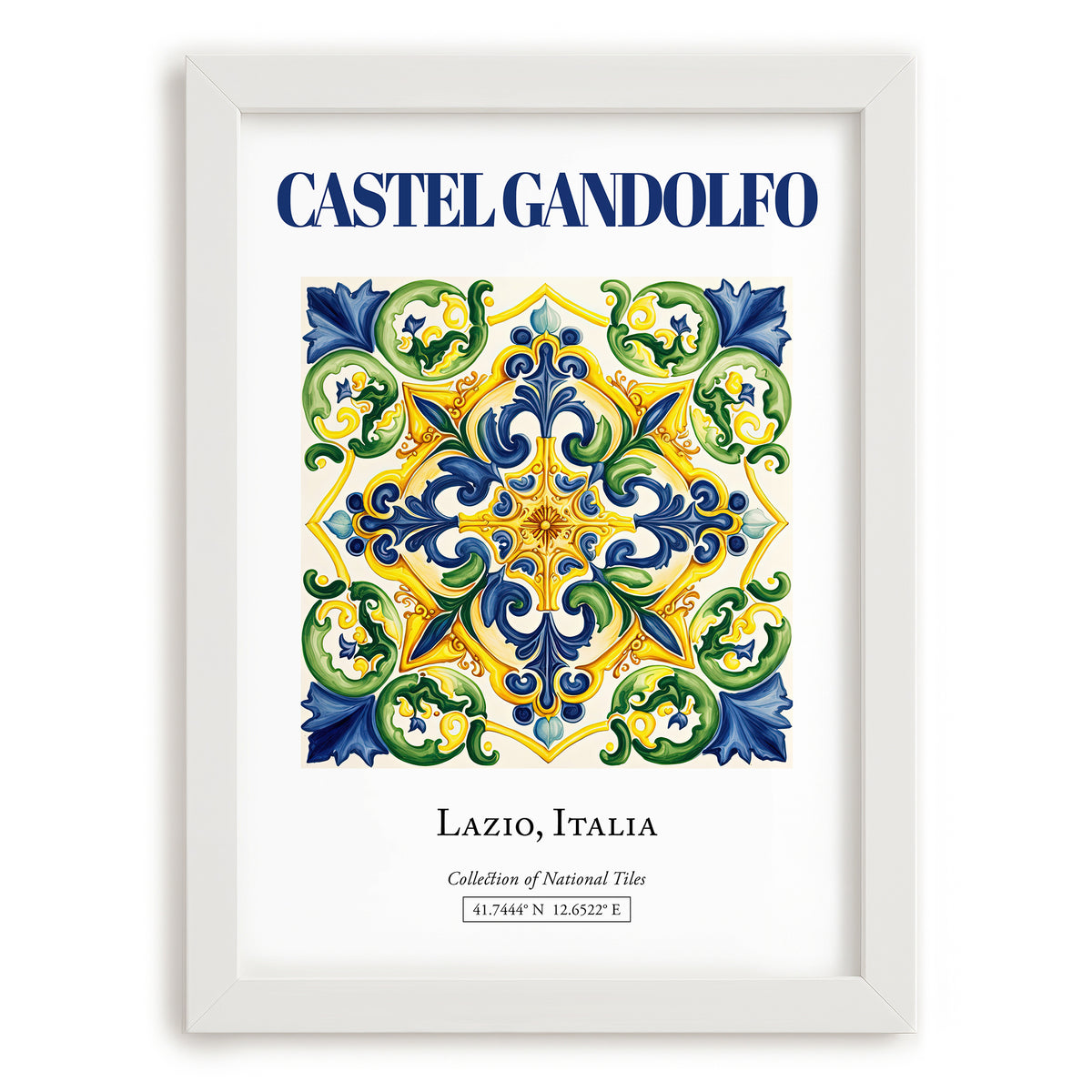 Castel Gandolfo, Italy – Travel Print, placed in minimal white frame