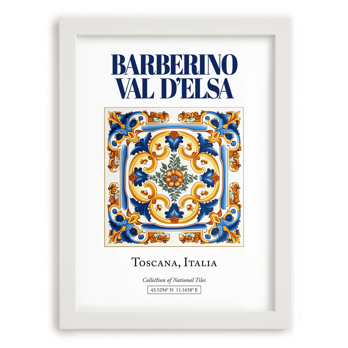 Barberino Val d'Elsa, Italy – Travel Wall Decor, placed in minimal white frame