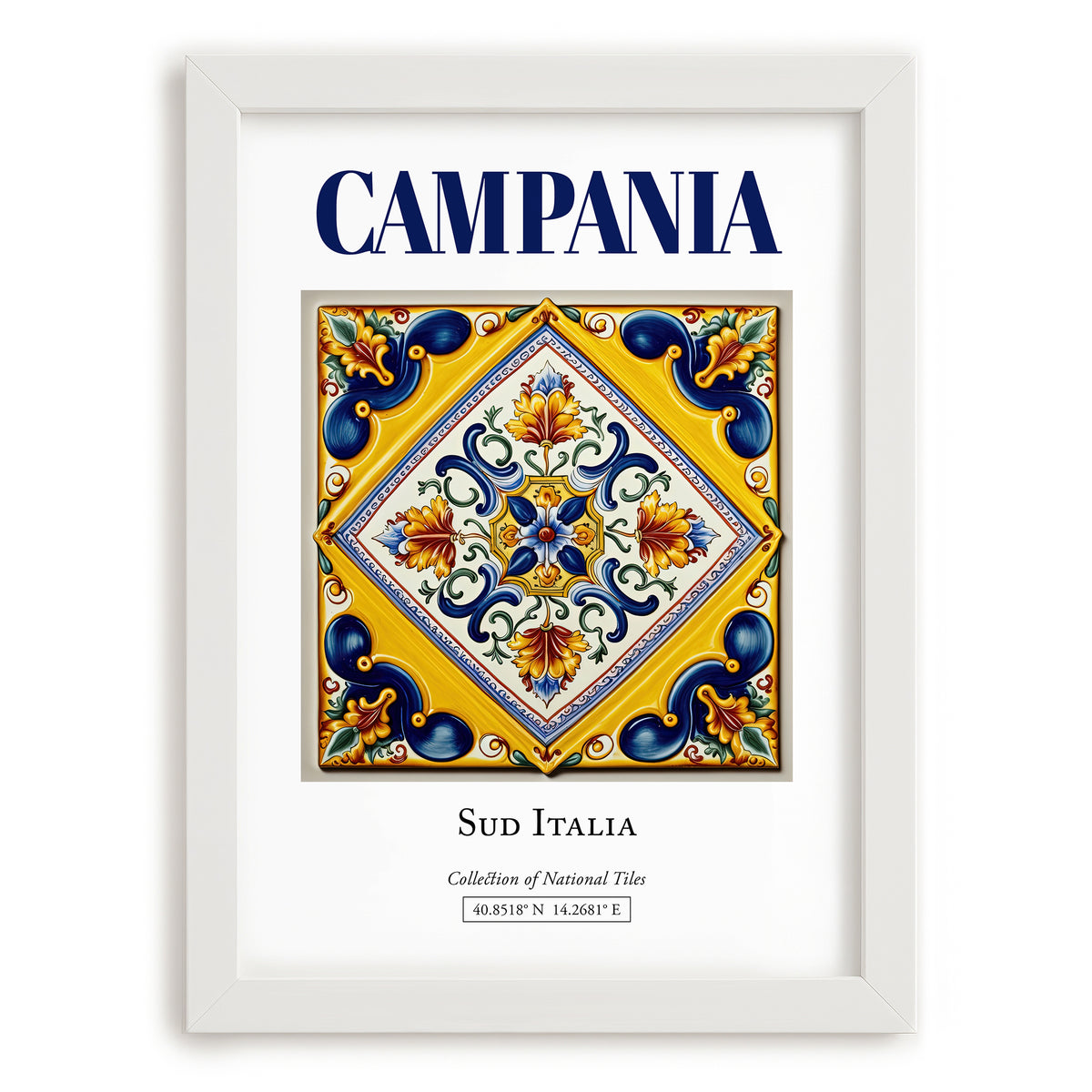 Campania, Italy – Global Cities Wall Print, placed in minimal white frame