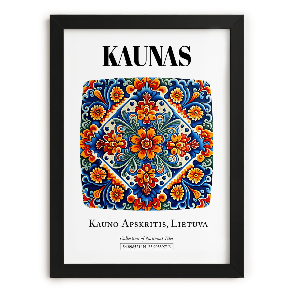 Kaunas, Lithuania – Travel Wall Art, in sleek black frame