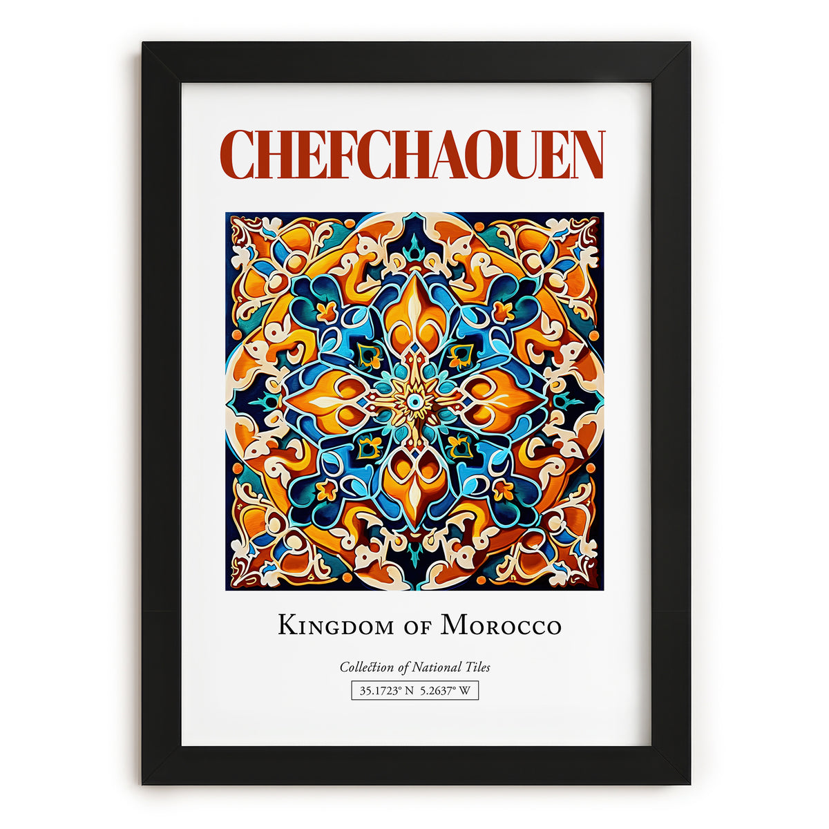 Chefchaouen, Morocco – Cityscape Wall Art, in sleek black frame