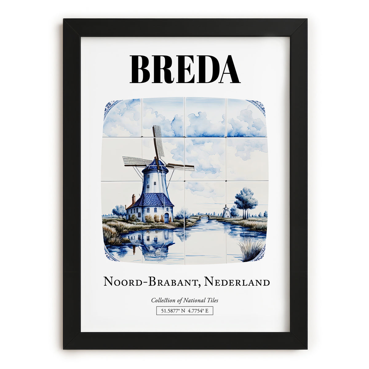 Breda, Netherlands – Travel Wall Decor, in sleek black frame