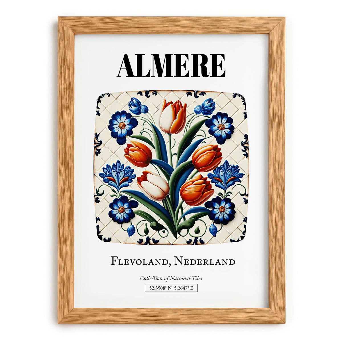 Almere, Netherlands – Travel Wall Decor, set in oak frame