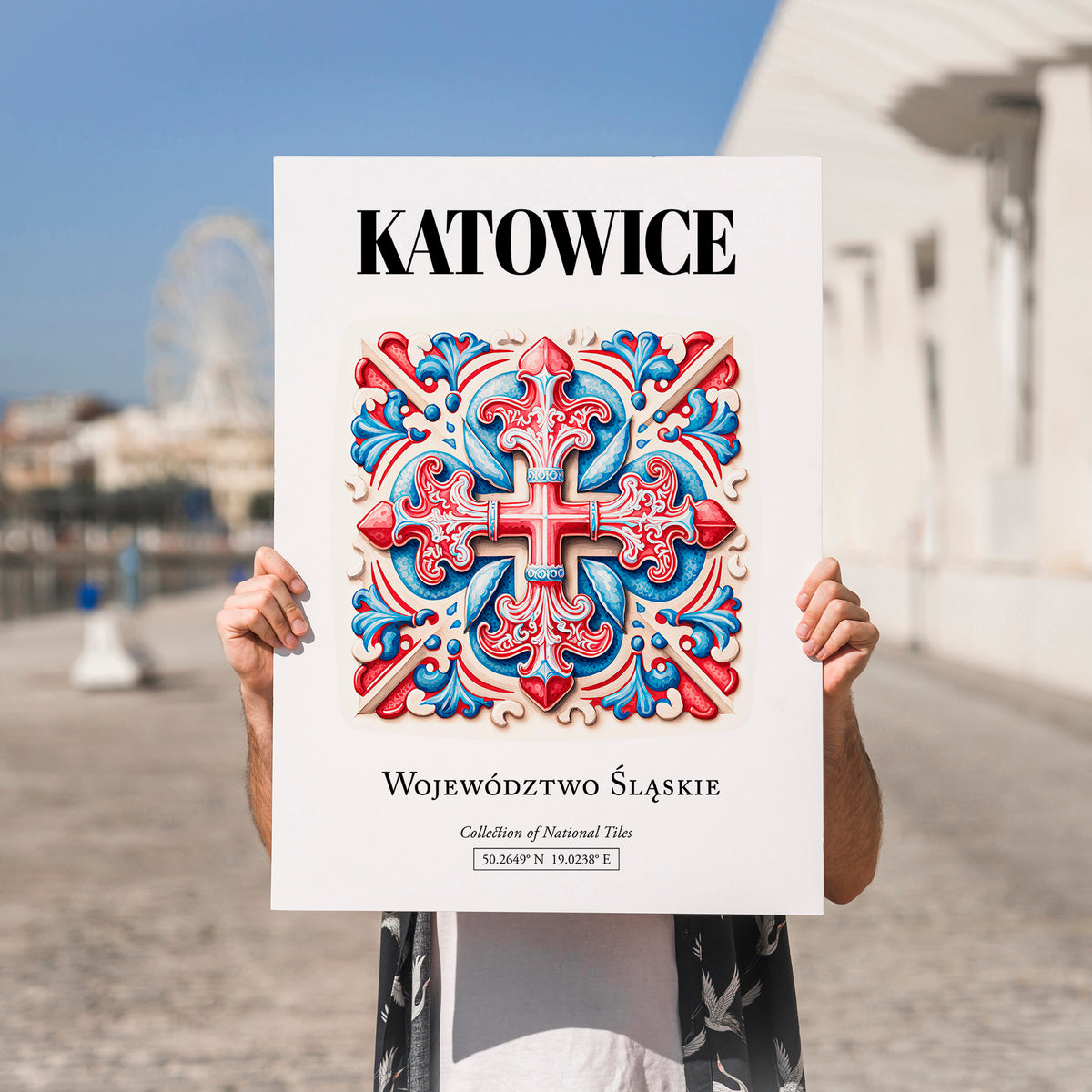 Katowice, Poland – Away From Home Poster, no-text version framed in wood