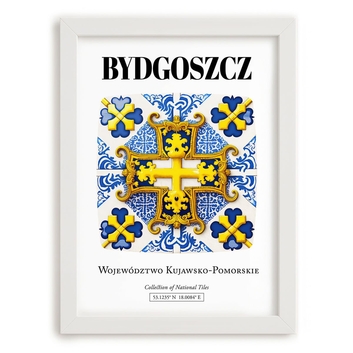 Bydgoszcz, Poland – Travel Poster, placed in minimal white frame