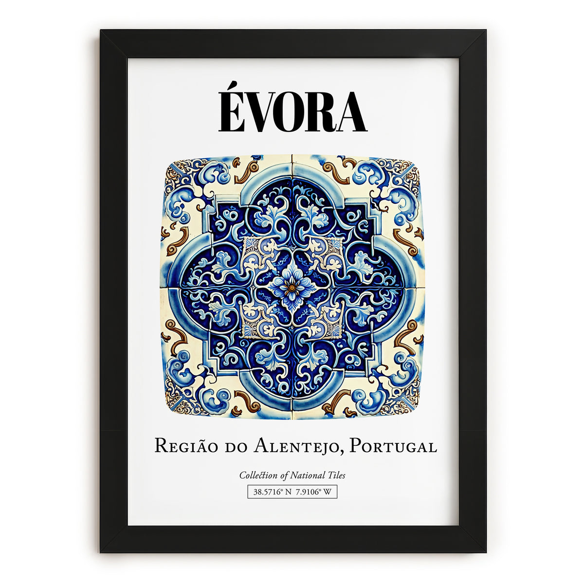 Évora, Portugal – National Pride Wall Decor, in sleek black frame