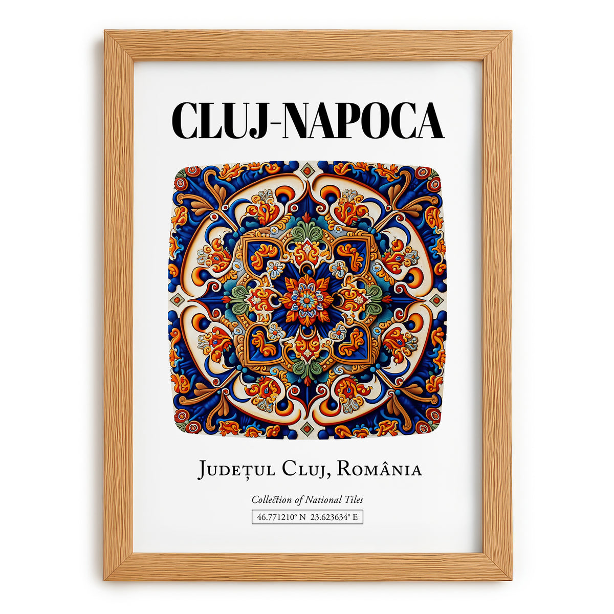Cluj-napoca, Romania – Travel Print, set in oak frame