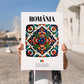 România, Romania – Illustrated Travel Poster, no-text version framed in wood