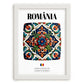 România, Romania – Illustrated Travel Poster, placed in minimal white frame