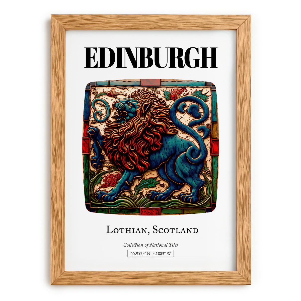 Edinburgh, Scotland – Travel Poster, set in oak frame