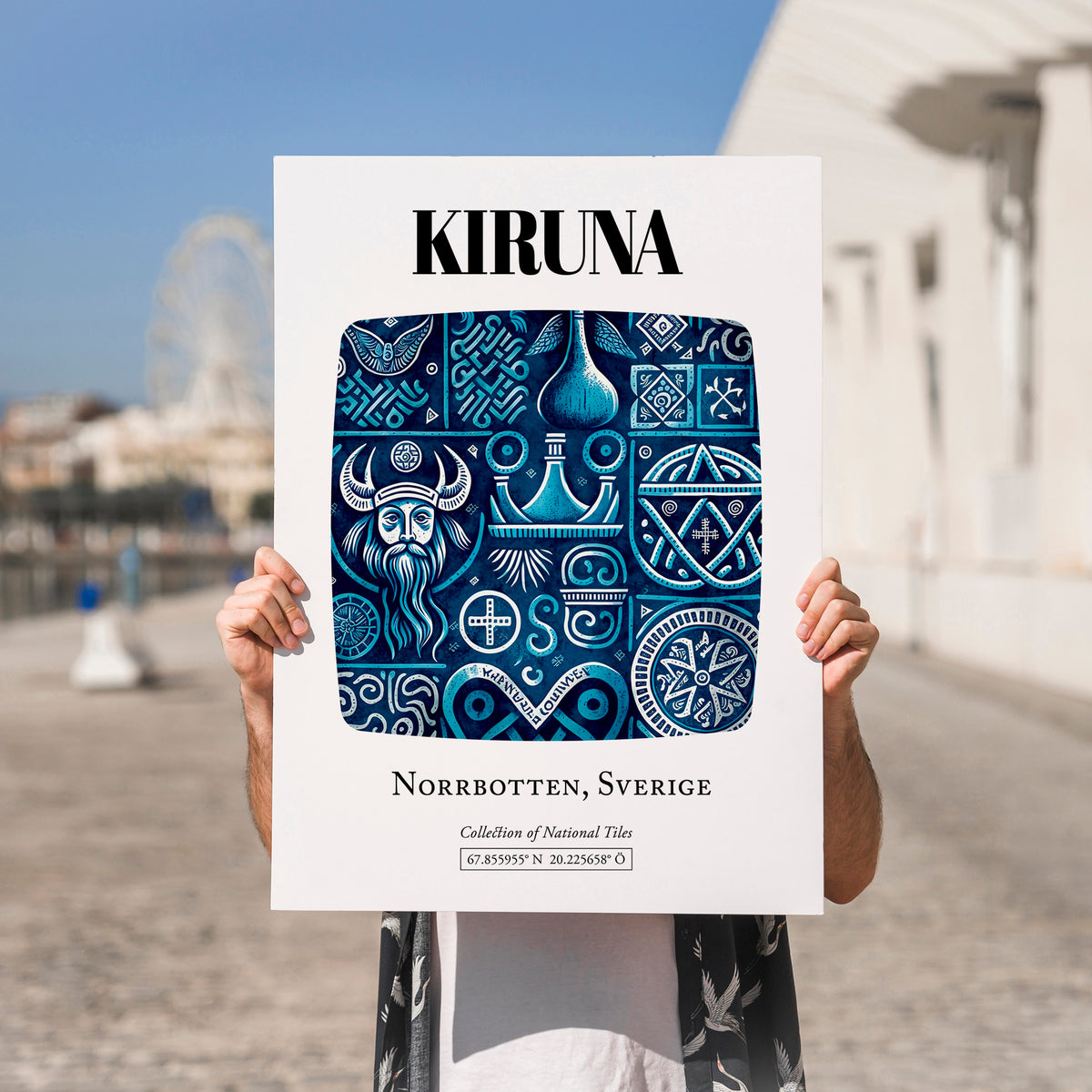 Kiruna, Sweden – Wanderlust-Inspired Poster, no-text version framed in wood