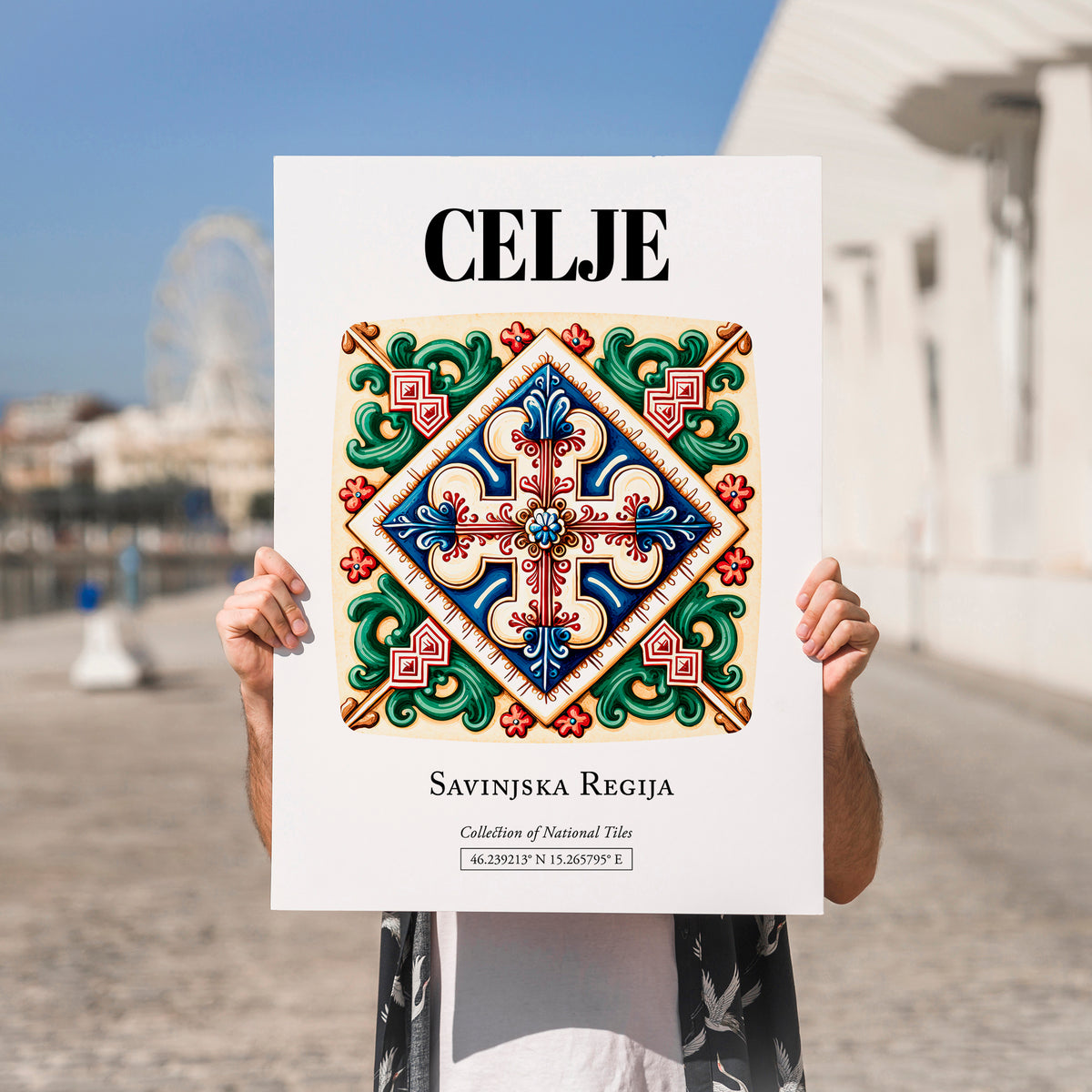 Celje, Slovenia – Minimalist Travel Print, no-text version framed in wood