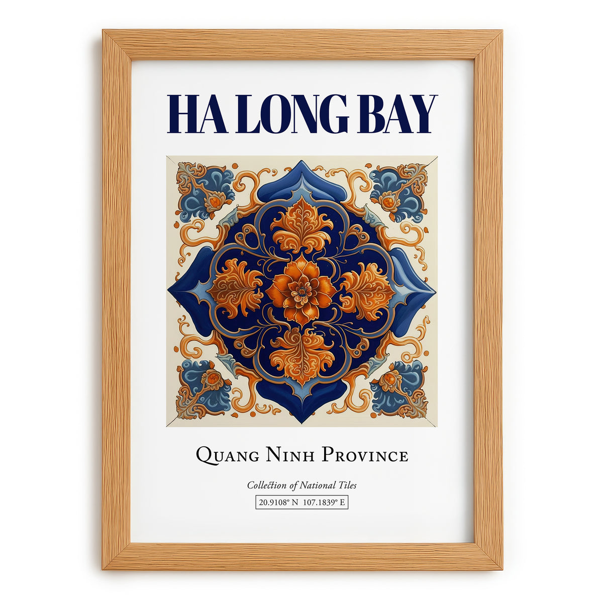 Ha Long Bay, Vietnam – Travel Poster, set in oak frame