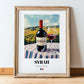Syrah – French Red Wine, Vinoteca Poster, in wooden frame leaning on the floor