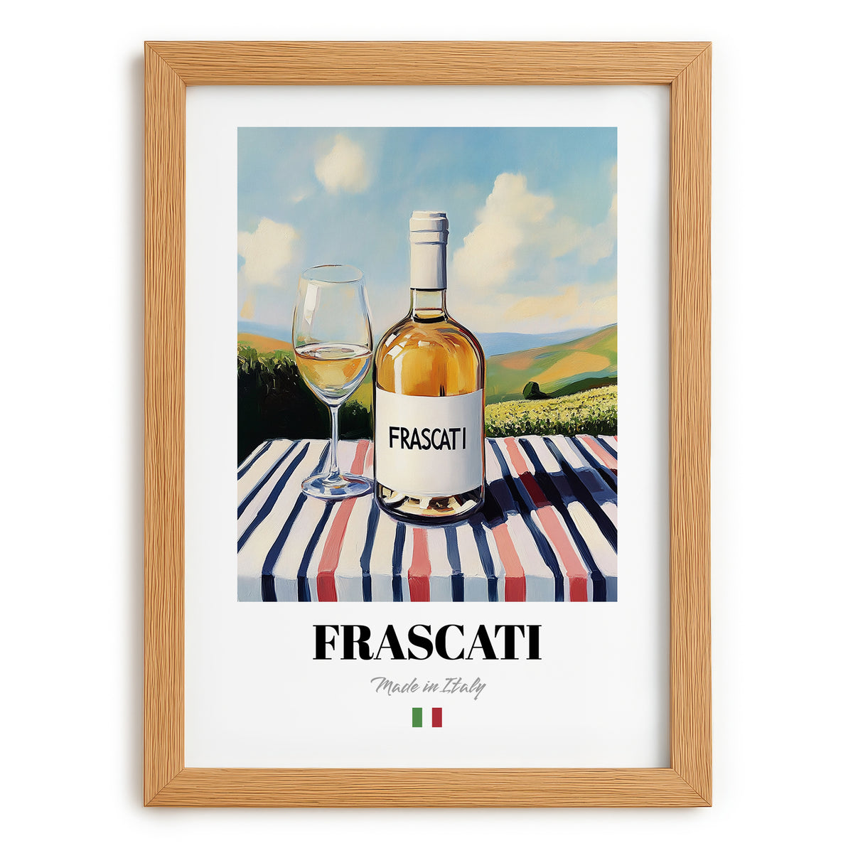 Frascati – Italian White Wine, Vinoteca Painting, set in oak frame