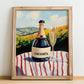 Franciacorta – Italian Sparkling Wine, Vineyard Terrace Print, no-text version framed in wood